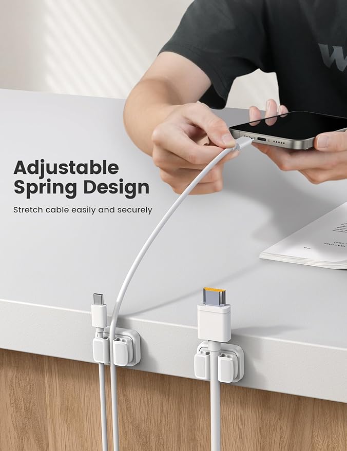 3-in-1 Cord Organizer Spring Clip Holder - Image 3