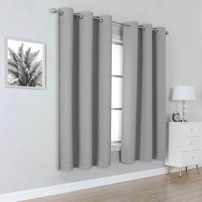 DUALIFE Light Grey Blackout Curtains Short Grommet Curtains 38 X 45 Inch Length - Image 2
