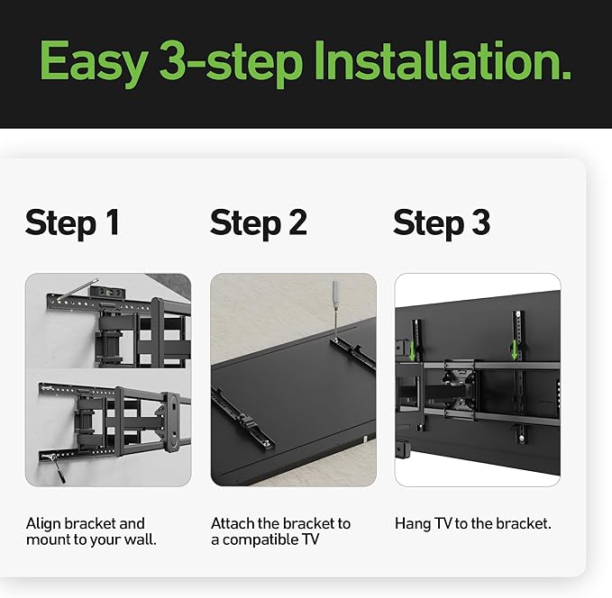 Heavy Duty Dual Arm Articulating TV Wall Mount Bracket - Image 4