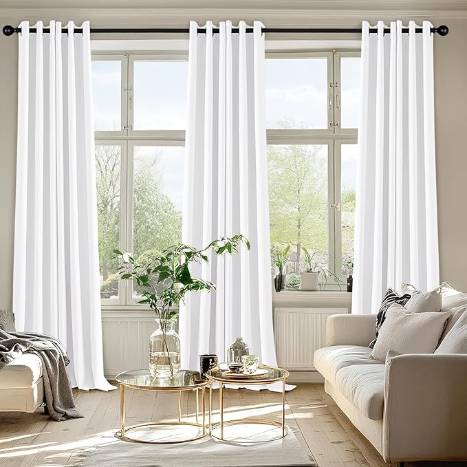 MIULEE Pure White Curtains for Bedroom Living Room 90 Inches Long 2 Panels - Image 6