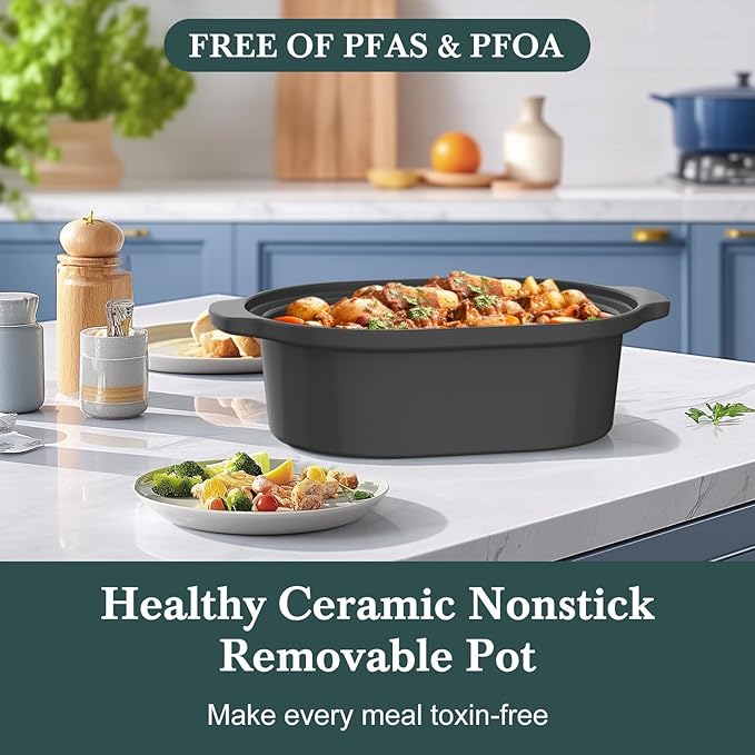 MAGNIFIQUE 6 Quart Programmable Slow Cooker Removable Healthy Nonstick Pot - Image 6