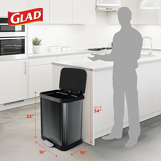 Glad Stainless Steel Step Trash Can - Image 2