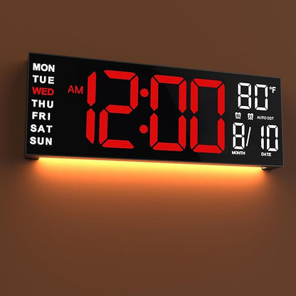 JALL 16" Large Digital Wall Mount Clock, Count Down Timer, Big LED, RGB Color by JALL