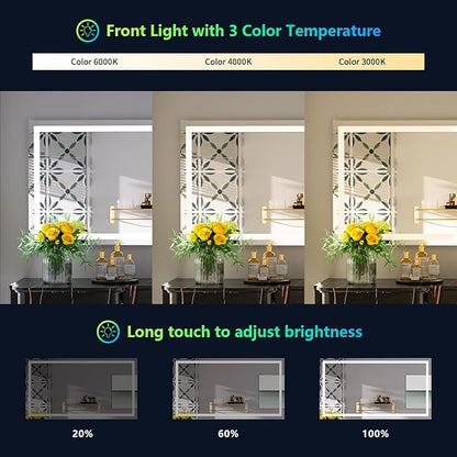 YEELAIT 55x30 Inch RGB LED Bathroom Mirror Front Light and RGB Backlit Lighted - Image 4