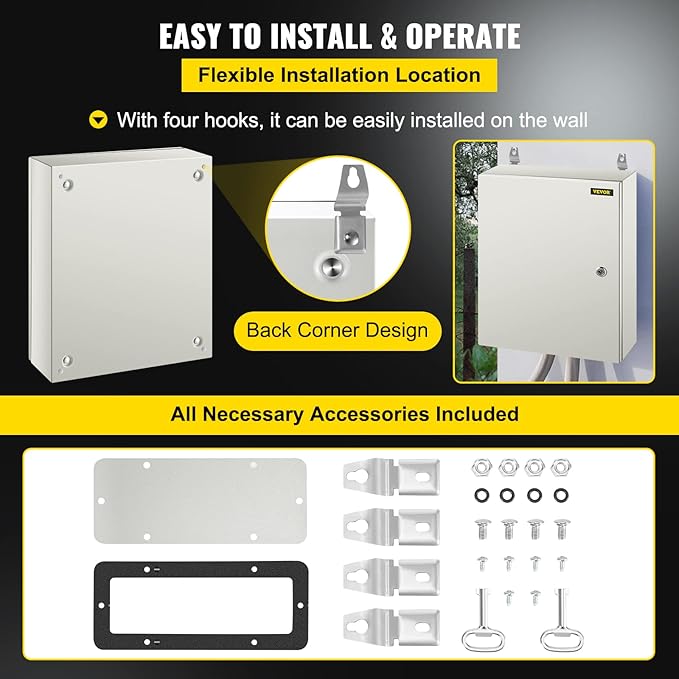 VEVOR NEMA Steel Enclosure, IP66 Waterproof & Dustproof, Outdoor/Indoor - Image 6