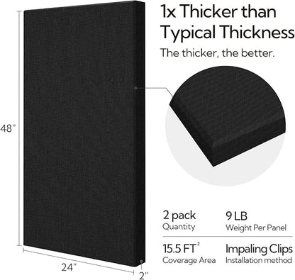 Olanglab Sound Absorbing Acoustic Wall Panels 2 Pack, Large Fabric Wrapped - Image 2