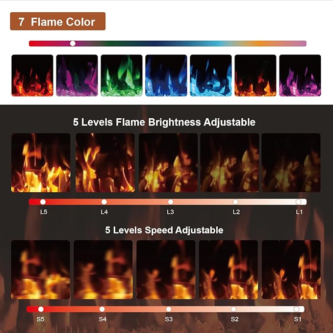 36" Electric Fireplace Insert, Wall Mounted & Recessed Heater, Slim - Image 2