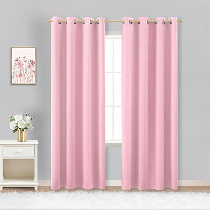 KOUFALL Bubble Gum Pink Blackout Curtains by KOUFALL