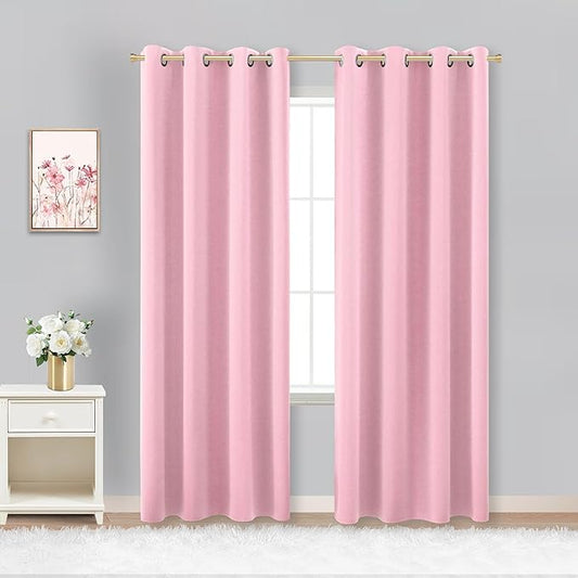 KOUFALL Bubble Gum Pink Blackout Curtains by KOUFALL