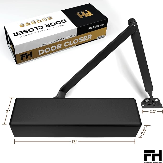 Finsbury Commercial Black Door Closer Automatic Heavy Duty High Traffic - Image 2