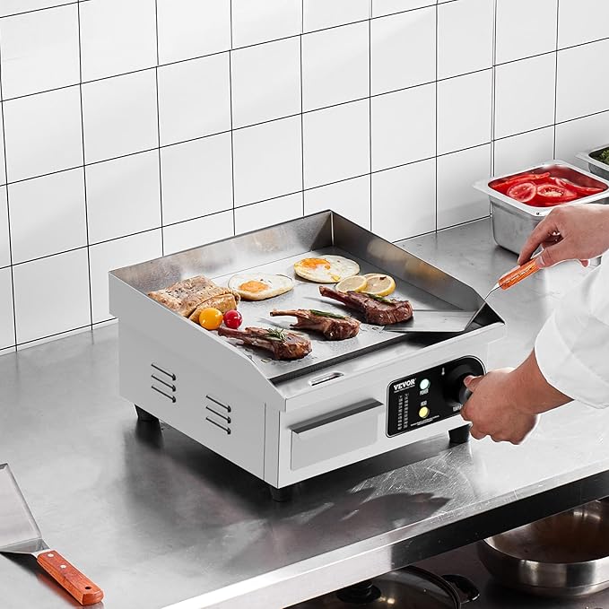 VEVOR Commercial Electric Griddle, 1700W Countertop Flat Top Grill, 14in - Image 8