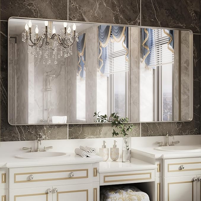 ISKM Large Silver Bathroom Mirror, 77 x 36 Inch Mirror by ISKM-IStillKeepMovin