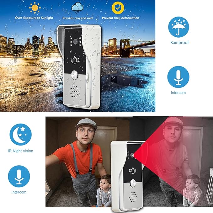 toncont 7 Inches Video Doorbell Intercom System, Video Door Phone System - Image 5