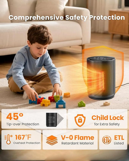 Small Space Heaters for Indoor Use, Mini Portable Electric Heaters Fan - Image 6