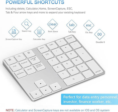 Lekvey Bluetooth Number Pad, Aluminum Rechargeable Wireless Numeric Keypad Slim - Image 5