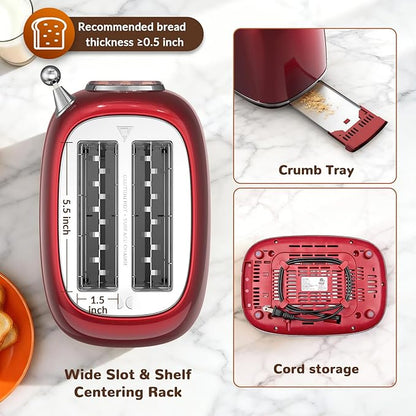 Mecity Toaster 2 Slice, Touch Screen Wide Slot Retro Toaster - Image 6