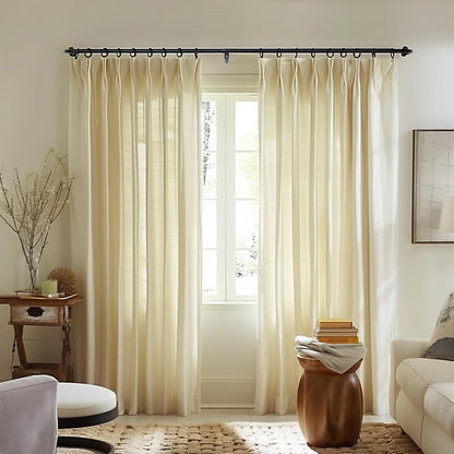 Amazon Basics Room Darkening Double Curtain Rod, 48" to 88", Black, Easy to Install