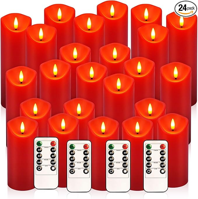 24 Pack Christmas Decoration Flickering Flameless Candles, LED Candles Battery by YOROXRG
