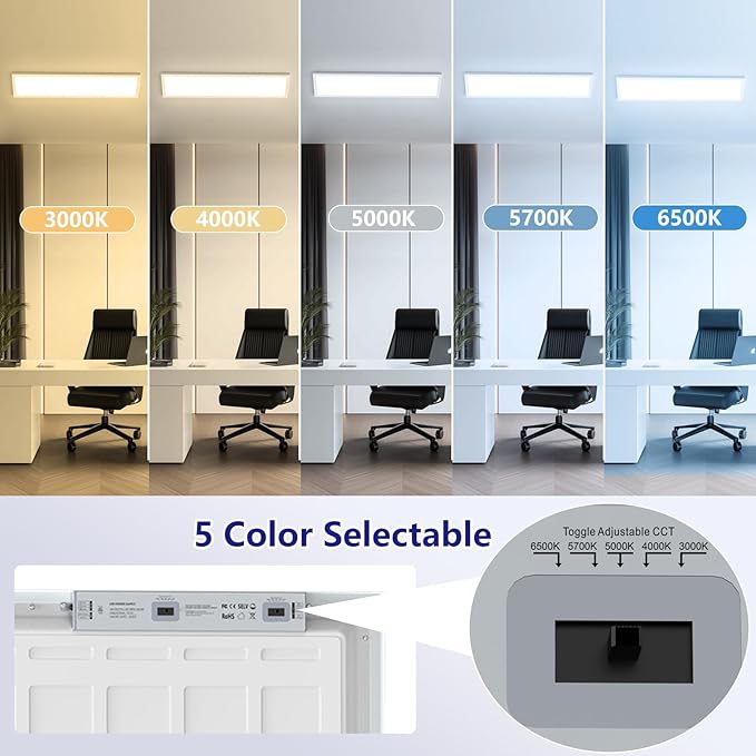 AIKVSXER 1x4 Led Flat Panel Light Surface Mount-2 Pack, 50W 5500Lm Dual - Image 2