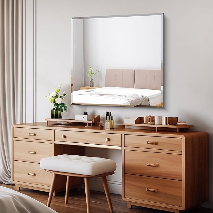 CILIBER Beveled Mirror, 30x30 inch Square Bathroom Mirrors - Image 6