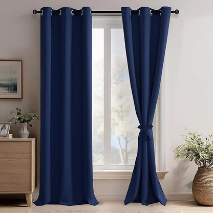 JIUZHEN Navy Blue Blackout Curtains by JIUZHEN