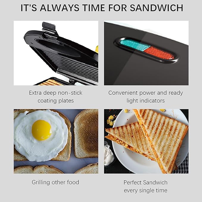 Sandwich Maker, Compact Electric Grill - Image 4