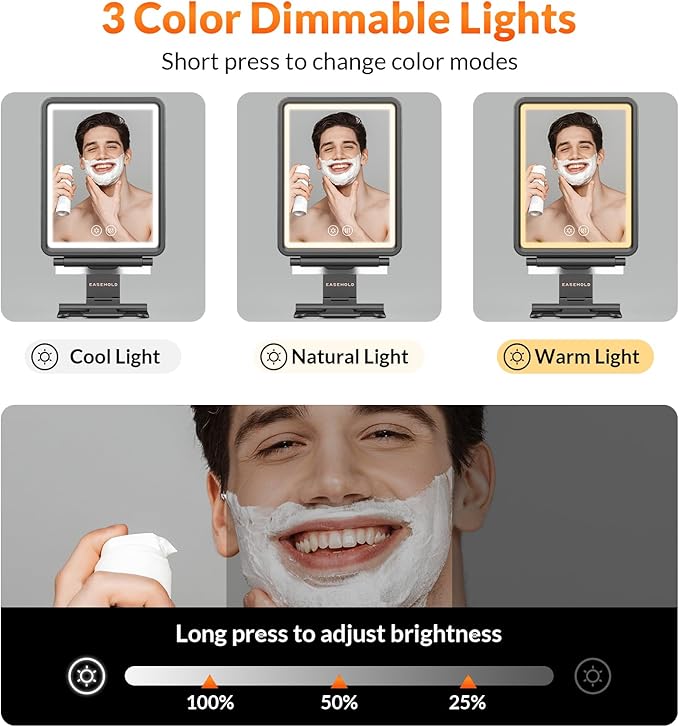 EASEHOLD Shower Mirror Fogless for Shaving, Heated LED Mirror - Image 3