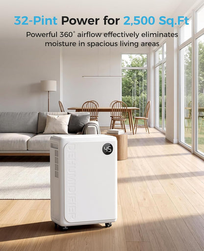 32 pint dehumidifier for basement and home, 2600 shown in use