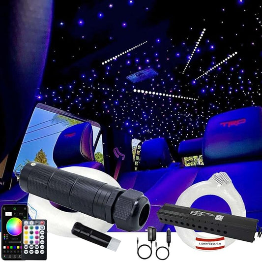 AZIMOM 6W RGBW 550pcs 0.03in 13.1ft Fiber Optic Starlight Headliner Kits by AZIMOM