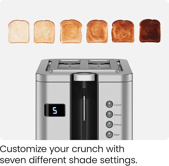 Chefman 2-Slice Digital Toaster, Stainless Steel, Extra-Wide Slots - Image 3