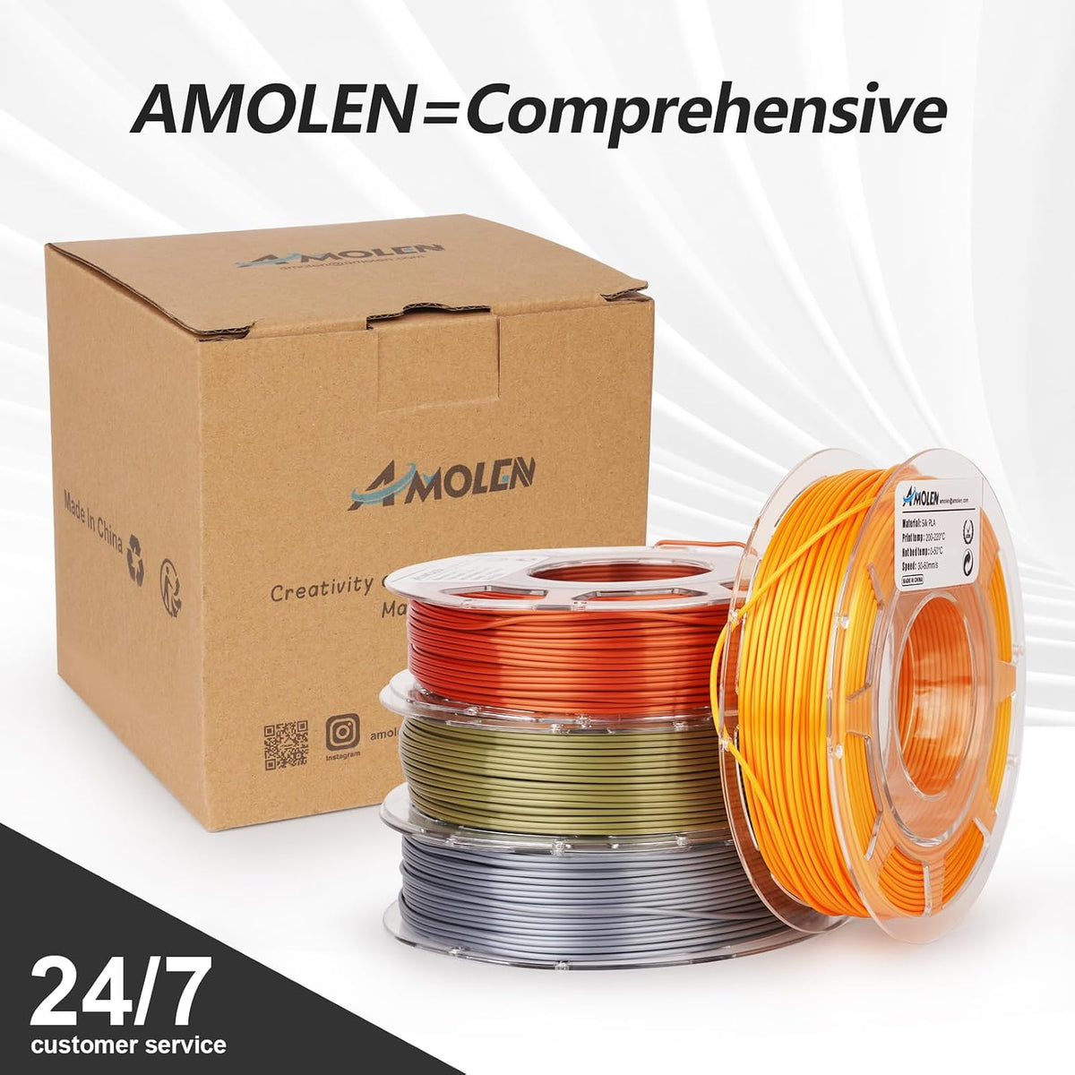 AMOLEN PLA 3D Printer Filament PLA Filament 1.75mm Silk Filament Bundle,Gold,...