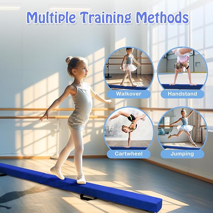 Giantex 7FT/8FT/9FT Balance Beam, Folding Gymnastics Beam w/Carry Handles - Image 2