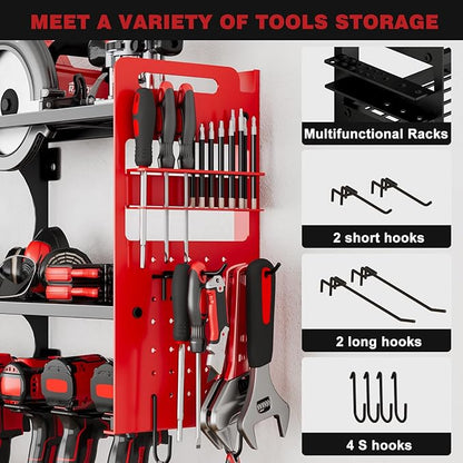 64" Power Tool Organizer Wall Mount, 16 Slots, 3-Tier Drill & Cordless Tool - Image 3