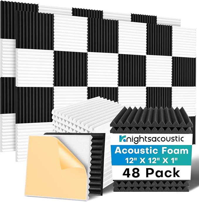 48 Pack Sound Proof Foam Panels by Knightsacoustic