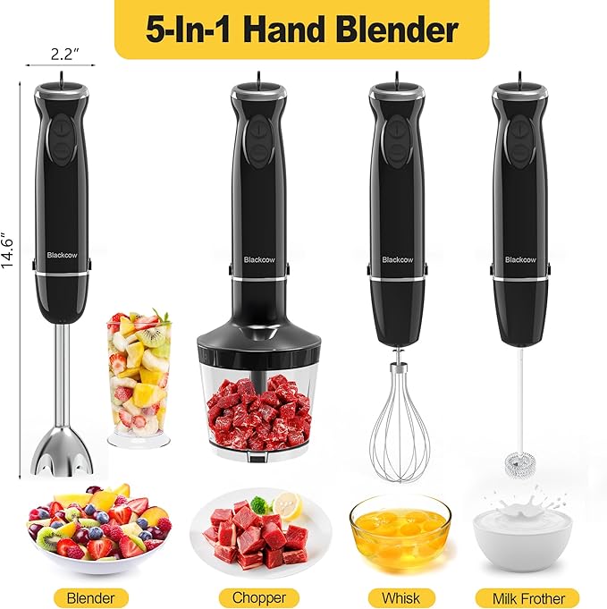 Immersion Blender Set for Kitchen, 500W Extra Quiet Emulsion Blender Handheld - Image 2
