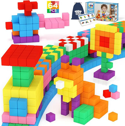 64PCS Magnetic Blocks, Magnetic Building Blocks by TOYLife