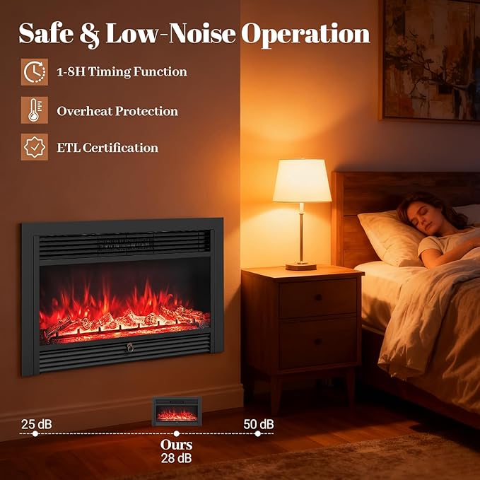 Giantex 36" Electric Fireplace Insert, Wall Recessed/Mounted, Freestanding - Image 5
