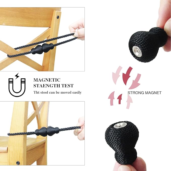 Nieffeiy Magnetic Curtain Tiebacks Outdoor Curtain Tie Backs Rope Decorative - Image 3