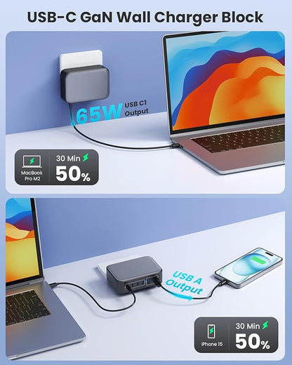 USB C Charger Block 200W with Wall Plug, 6 Ports GaN IV Charging Station Hub - Image 2
