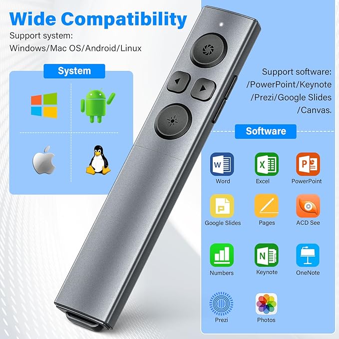 2-in-1 USB Type C Presentation Clicker, Rechargeable Wireless Presenter Remote - Image 6