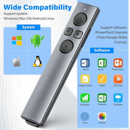 2-in-1 USB Type C Presentation Clicker, Rechargeable Wireless Presenter Remote - Image 6
