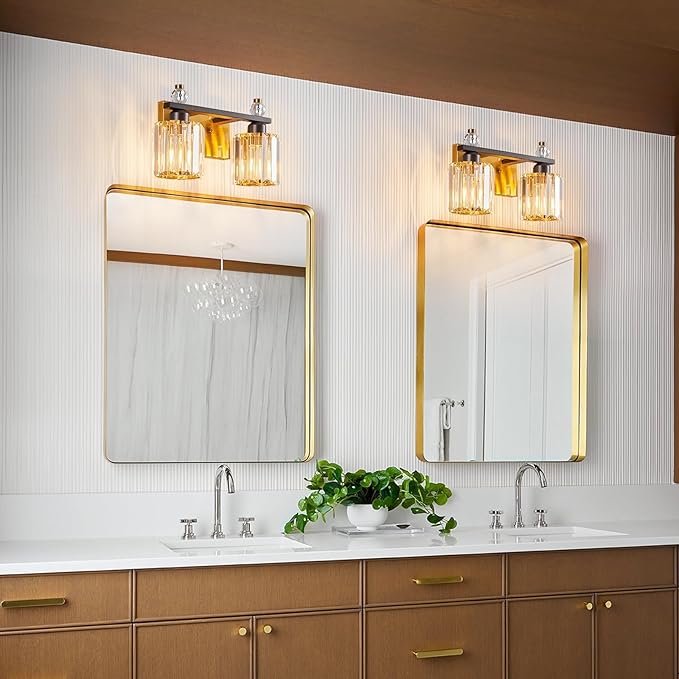 FDPBY Bathroom Vanity Lights 2-Light Black Gold Modern Crystal Vanity Light - Image 3