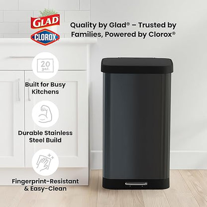 Glad Stainless Steel Step Trash Can, Large Metal Kitchen Garbage Bin - Image 8