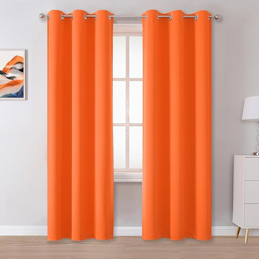 DUALIFE Orange Curtains for Bedroom Halloween Decor Fall Color Light Blocking by DUALIFE