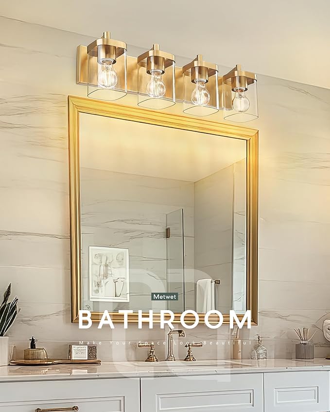 METWET Bathroom Light Fixtures, 4-Light Modern Wall Sconces - Image 5