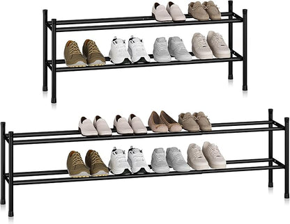STORAGE MANIAC Long Expandable Shoe Rack, 12 Pairs Metal Wide Stackable Shoe by STORAGEMANIAC