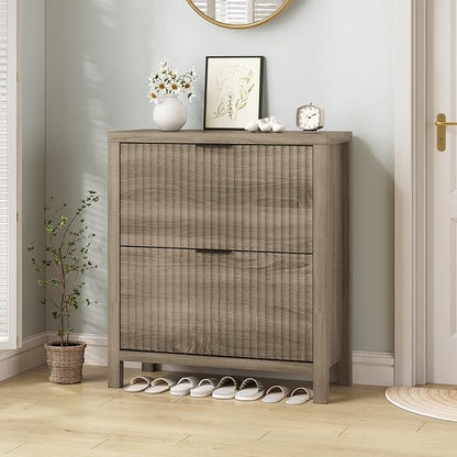 Shoe Cabinet Storage for Entryway, Fluted Shoe Cabinet - Image 8
