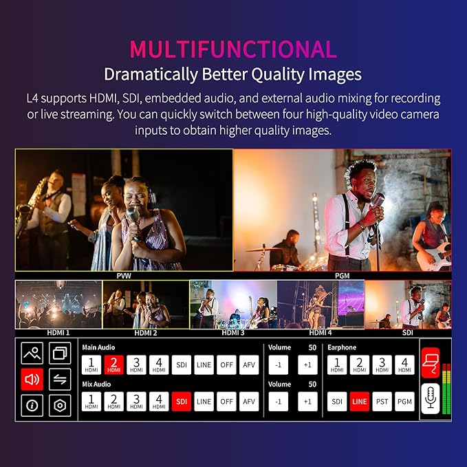 FEELWORLD L4 10.1 Inch Touch Screen Video Switcher 10.1 inch Touchscreen - Image 5