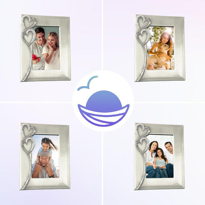 Silver Picture Frame 4x6 with Hearts – Thoughtful Gift Idea for Weddings, Engagement for Couples, Newlyweds, Bridal Shower, Anniversary, Valentines