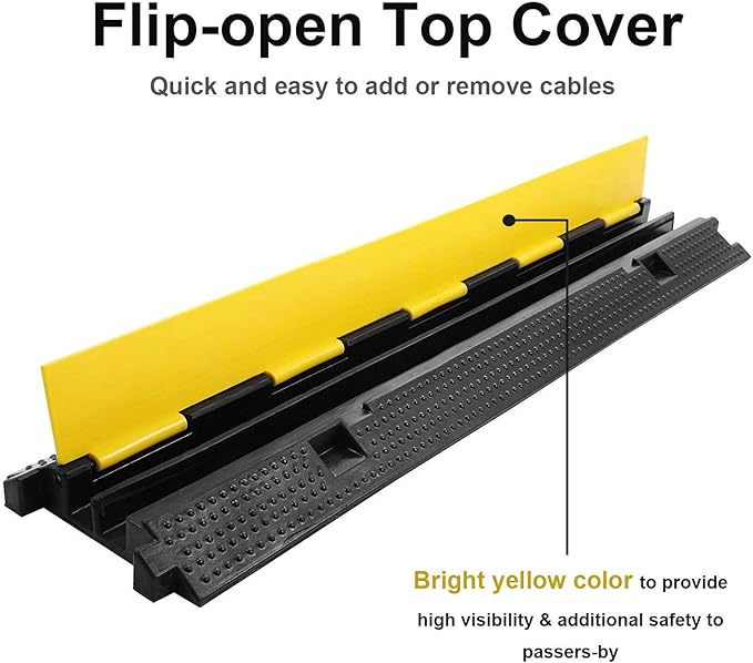 Reliancer 3 Pack Dual Channel Rubber Cable Protector Ramp 2 Channel Traffic - Image 2